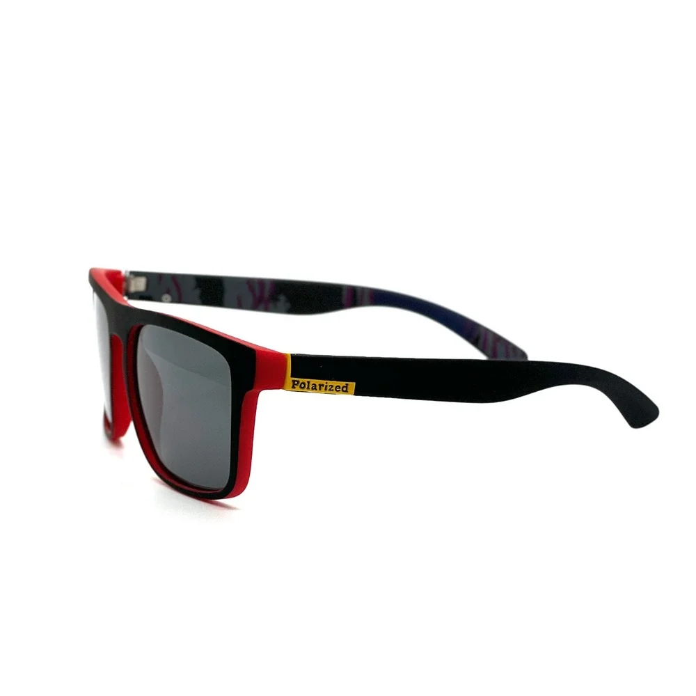 Trendy Polarized Sunglasses Black Red Frame Gray Lenses Sport Style Women Lentes